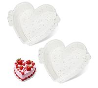 AOTASO 8 Inch Heart Shaped Cake Pans with Metal Reinforced Frame Nonstick Silicone Heart Cake Molds for Baking Set of 2 (Cream)