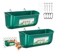 AOTECC Chicken Feeder Waterer Set, Hanging Fence Feed Trough for Livestock Poultry, Waterer Bucket for Hens Gooses Goat Sheep Deer Duck （ 2 * 2.7 Quart ）