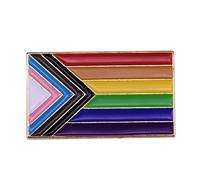 AOTEMAN Lapel Pin - Progress Pride Flag LGBTQ Badge, Unisex Enamel Apparel Pin with Pin Backing, Copper, Metal, Brass, Butterfly Clasp