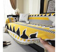 AoTengMY Boho Cotton Linen Couch Cover with Tassels - Reversible One-Piece Full Cover Sofa Slipcover, Washable Cat Proof Furniture Protector for Sectional Loveseat Recliner Chair (#5,130x180cm)