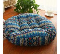 AoTengMY Boho Round Floor Pillow Cushion for Living Room - Thick Cotton Linen Tatami Seat Cushion, Ethnic Meditation Pillow Chair Pad for Yoga Reading Balcony Bedroom Bay Window (Boho a,55cm)