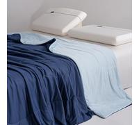AoTengMY Cooling Blanket for Hot Sleepers - Ice Silk Comforter Only - Soft Throw Summer Air Conditioner Quilt for Single Double Bed Night Sweats Student Dorm Bedroom Gift (Navy,150 * 200cm)