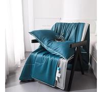 AoTengMY Cooling Blanket for Hot Sleepers - Ice Silk Comforter Only - Soft Throw Summer Air Conditioner Quilt for Single Double Bed Night Sweats Student Dorm Bedroom Gift (Blue-Grey,200 * 230cm)