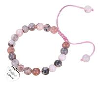 Aothey Friendship Bracelets - Birthday Gift for Women, 22 - Beaded 7mm Pink Zebra Natural Stone, Stretchy & Colorful. Designed with Heart & Letter, Ideal for Concert, Great for Bestie, Wife & Fans
