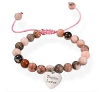 Aothey Friendship Bracelets - Birthday Gift for Women, 22 - Beaded 8mm Pink Zebra Natural Stone, Stretchy & Colorful. Designed with Heart & Letter, Ideal for Concert, Great for Bestie, Wife & Fans