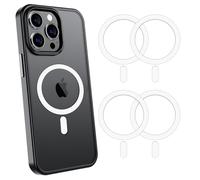 Aothey Metal Sticker with Anti-Rotation,Magnetic Adapter Ring for Phone Case/Wireless Charger, Ultra-Thin (0.4mm) for Magnetic Accessories, 4 Pack (White)