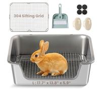 Aothey Rabbit Litter Box, Bunny Litter Box with Hooks & 304 Stainless Steel Sifting Tray, Extra Large, Easy to Clean and Odor Control