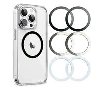 Aothey Universal Metal Rings Compatible with Magsafe Sticker,Magnetic Ring for Phone Cases & Wireless Charging, 6 Pack (2 Black,2 White & 2 Silver)