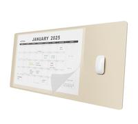 Aothia Desk Pad Protector with 18-Month Calendar 2025-2026, 80 x 40 cm Large Mouse Mat,Non-Slip Desk Mat Desk Protector Mat,Waterproof PU Leather Desk Writing Pad for Office & Home,Beige