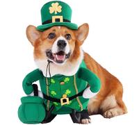 Aotiooy Leprechaun Dog Costume, St Patrick’s Day Pet Outfit with Adjustable Leprechaun Hat & Playful Gold Pot, Lucky Irish Holiday Clothes for Small Medium Large Dogs Cats Puppy
