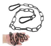 AOTISBAO Black Heavy Duty Metal Security Chain with 2 Detachable Carabiners, 1m Length, Rust Resistant Iron Material for Locking, Fencing, Outdoor Gate