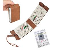 AOTISBAO Classic Cribbage Board Set, Travel Size with Leather Case, Includes Full Deck of Cards and 6 Pegs, 25cm Folding Board Game