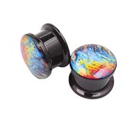 Aotiwe 1 Pair Acrylic Ear Stretching Kit 1/2 Inch, Unique Gauges for Ears Multicolor 12mm with Pattern