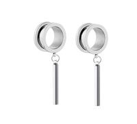 Aotiwe 1 Pair Ear Gauge 7/8 Inch, Stainless Steel Tunnels Silver 22mm Round with Long Stick Pendant