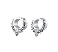 Aotiwe 1 Pair Ear Gauge Stretching Kit 00G, Stainless Steel Plugs for Ears Silver 10mm Hollow with Cubic Zirconia