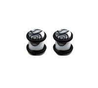 Aotiwe 1 Pair Ear Gauges Earrings, 4G Gauges Black White 5mm Solid Cylinder with String Acrylic