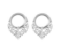 Aotiwe 1 Pair Ear Stretching Kit 00G, Gauge Stretching Kit Stainless Steel Silver 10mm Vintage Leaves
