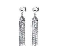 Aotiwe 1 Pair Gauges Kit for Ears, Plug Ear Gauges 00G Silver 10mm with Star and Chain Dangle Stainless Steel