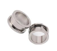 Aotiwe 1 Pair Stainless Steel Ear Gauges, 00 Gauge Silver 10mm Simple Polished Body Piercing Jewelry