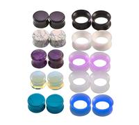 Aotiwe 10 Pairs Gauges for Men Silicone 2G, Gauge Set Multicolor 6mm Round Stone and Hoop