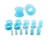 Aotiwe 11 Pairs Gauge Earrings Men 13/16 Inch, Ear Stretching Kit Blue 20mm Multi Sizes Hoop Silicone