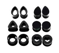 Aotiwe 12 pcs Gauges Black 5/8 Inch, Gauges and Plugs for Ears 16mm Multi Shape Hoop Silicone