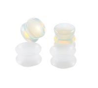 Aotiwe 2 Pairs Gauge Earrings Silicone 5/8 Inch, Ear Gauging Kit Transparent White 16mm Round Opal and Hoop