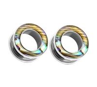 Aotiwe 2 pcs 00 Gauges Earrings, Ear Plugs Gauges Silver 10mm with Shell Pattern Stainless Steel