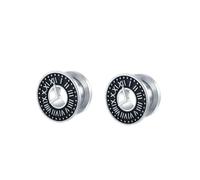 Aotiwe 2 pcs 00 Plugs Women, Gauges for Ears Set Silver Black 10mm Vintage Clock Stainless Steel