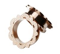 Aotiwe 2 pcs Ear Gauges Mens 15/16 Inch, Gauge Earrings Plugs Rose Gold 24mm Hollow Flower Pattern Stainless Steel