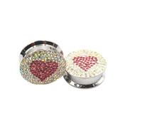 Aotiwe 2 pcs Ear Piercing Kit Men 1 Inch, Tunnel Plug Earrings White Red 25mm Round with Heart Cubic Zirconia Stainless Steel