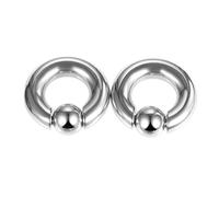 Aotiwe 2 pcs Gauges for Ears 00G, Ear Gauges Kit Silver 10mm Hoop with Round Ball Stainless Steel