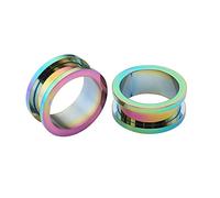 Aotiwe 2 pcs Gauges Men 8G, Tunnel Plugs for Ears Multicolor 3mm Hoop Stainless Steel Body Piercing Jewelry