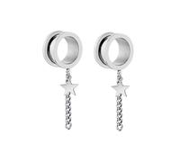Aotiwe 2 pcs Gauges Stretching Kit Silver 5/8 Inch, Ear Gauge Kit 16mm Round with Chain and Star Pendant Stainless Steel