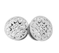 Aotiwe 2Pcs 10mm Gauges, Stainless Steel Plugs and Tunnels Round with Hollow Flower, Silver 00G Gauge Jewelry