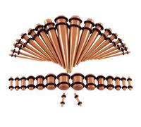 Aotiwe 36 pcs Ear Piercing Kit Earrings 14G/12G/8G/6G/4G/2G/0G/00G, Acrylic Gauges Chocolate 1.6/2/2.5/3/4/5/6/8/10mm Cone and Uv Segment Shape