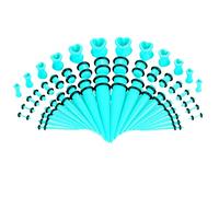 Aotiwe 48 pcs Ear Gauge Stretching Kit 14G/12G/8G/6G/4G/2G/0G/00G/1/2 Inch, Acrylic Ear Gauge Stretching Kit Turquoise Blue 1.6/2/2.5/3/4/5/6/8/10/12mm Cone and Uv Segment Short and Heart Tunnels
