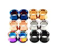 Aotiwe 6 Pairs Ear Gauges Jewelry, 1/2 Inch Plugs for Ears Multicolor 12mm Multicolor Hoop Stainless Steel