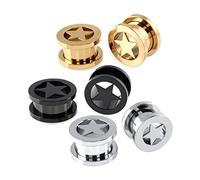Aotiwe 6 pcs Ear Gauge Stretching Kit, Size 0 Gauges Tunnels Multicolor 8mm with Star Shape Stainless Steel