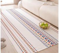 Aotiwe Big Area Rugs 5'x6', Rectangle Rug Design Red Blue Yellow Geometric Pattern Cotton Linen