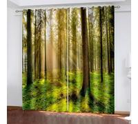 Aotiwe Black Out Curtains Boho, Blackout Curtains for Bedroom Green Brown Trees and Sunshine Landscape Polyester 2 Panels 104x84inch