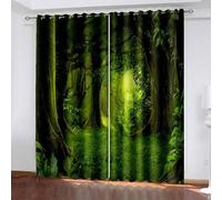 Aotiwe Blackout Window Curtains, Kitchen Curtain Door Green Wonderland forest Landscape Polyester 2 Panels 104x90inch