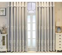 Aotiwe Bohemian Curtains, Kitchen Window Curtain Blackout Grey Lace Embroidery Double Layer Polyester Cotton 2 Panels 34W x 72L inch