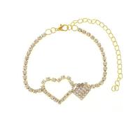 Aotiwe Boho Anklets for Women, Gold Boho Anklets for Women Hollow Heart with Cubic Zirconia
