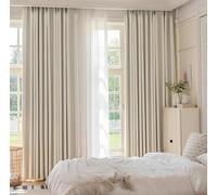 Aotiwe Boho Curtains Dining Room, Curtains 84 inch Set Cream White Solid Color with Textures Chenille 2 Panels 38W x 84L inch