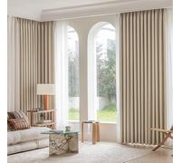 Aotiwe Boho Curtains Dining Room, Farmhouse Curtains Bedroom Cream Beige Solid Color with Textures Chenille 2 Panels 38W x 45L inch