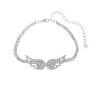 Aotiwe Chain Link Anklet, Silver Anklet Stack Wing with Cubic Zirconia 23+10cm Birthday Gifts for Women