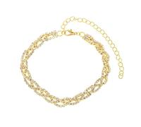 Aotiwe Charm Boho Anklets for Women, Gold Anklet Small Geometric Shape with Cubic Zirconia