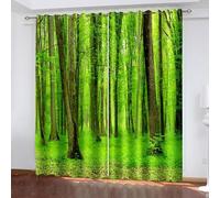 Aotiwe Chic Curtains for Living Room, Curtain Panels Modern Green Brown Trees Scenery Polyester 2 Panels 84x96inch