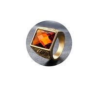 Aotiwe Chunky Rings Vintage, Mens Jewelry Rings Stainless Steel Dragon Phoenix Gold Orange with Orange Round Cubic Zirconia Size R 1/2